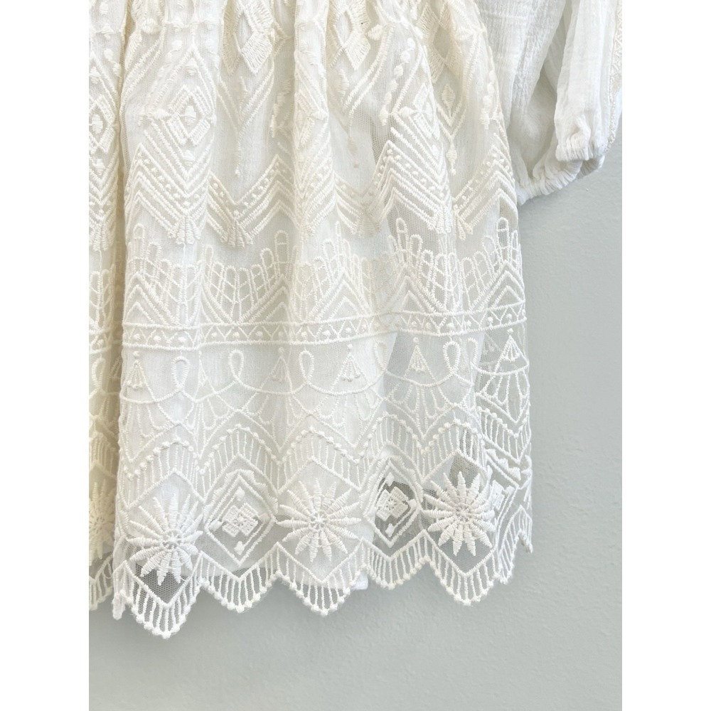 JEN'S PIRATE BOOTY Open Back Backless Ivory Lined Crochet Boho Mini Dress Small - Picture 2 of 13